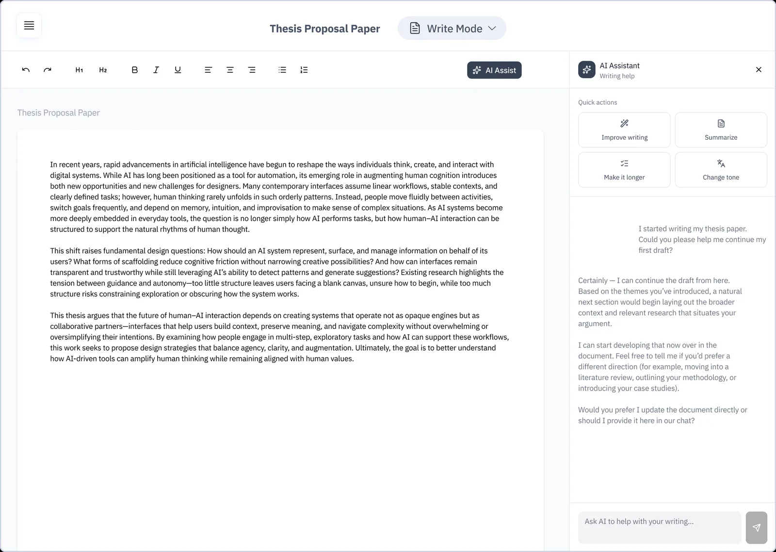 Concept 1, Modular Interfaces: Write Mode